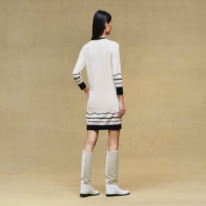 Blanc Nacre "Ex-libris" 3/4-sleeve Dress