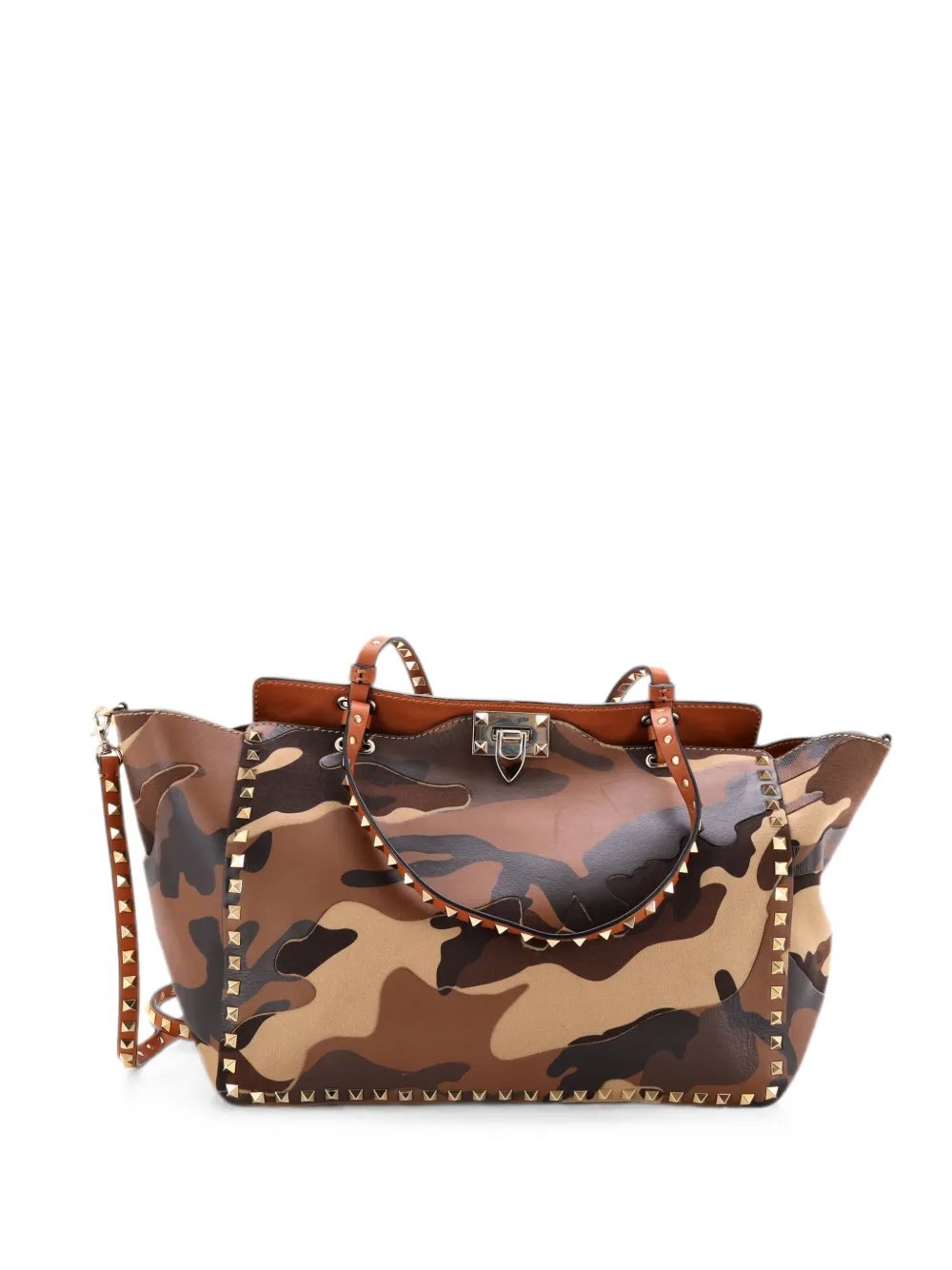 Rockstud Camo Leather and Canvas Medium tote bag
