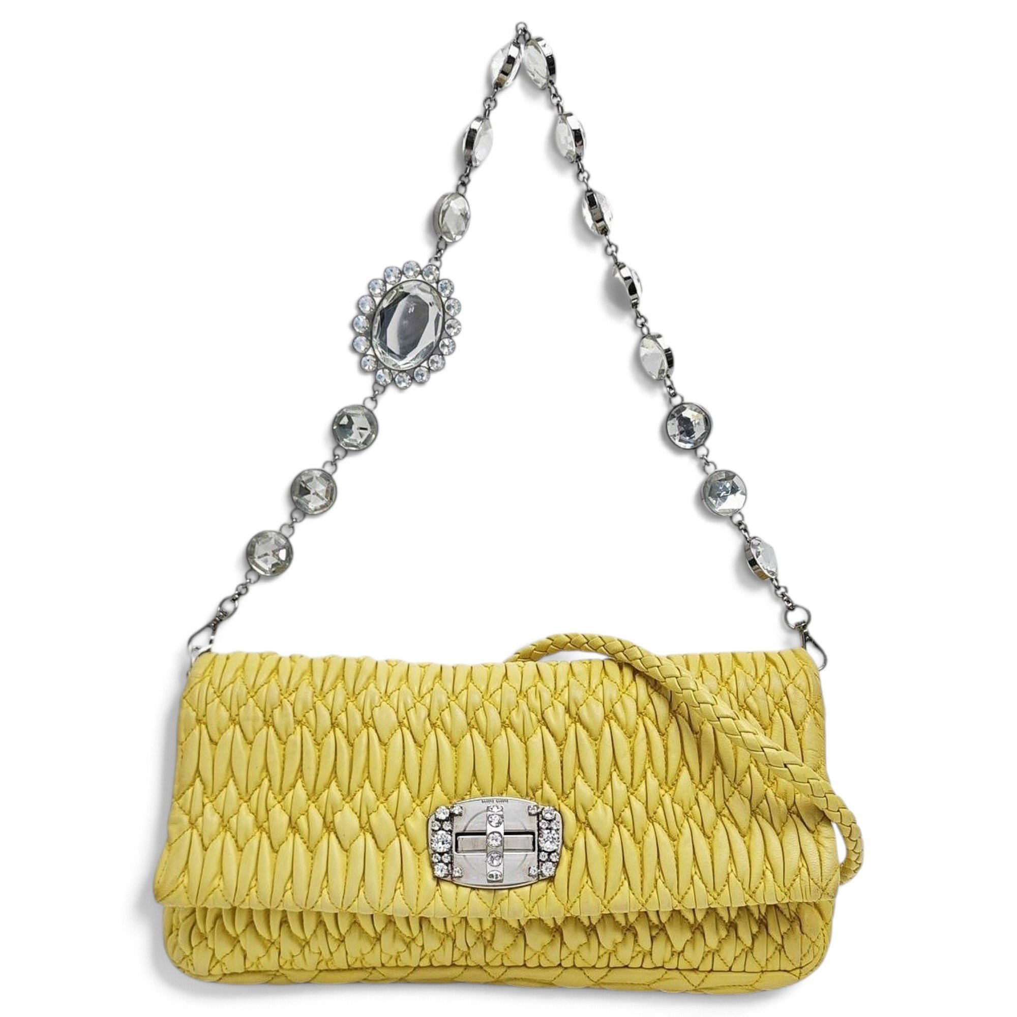Miu Crystal leather handbag