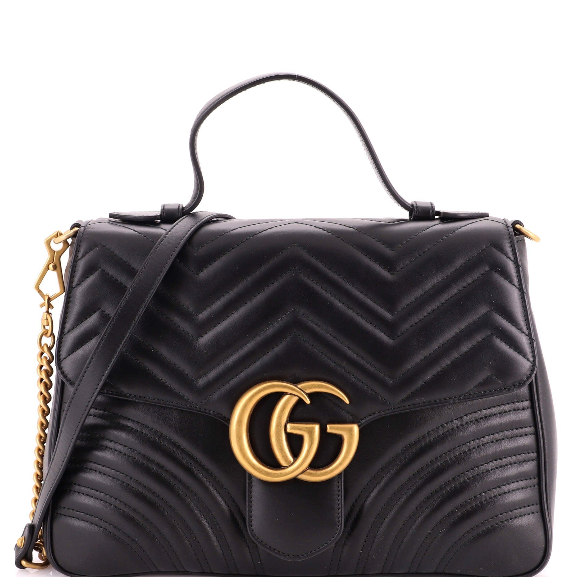 GG Marmont Top Handle Flap Bag Matelasse Leather Medium