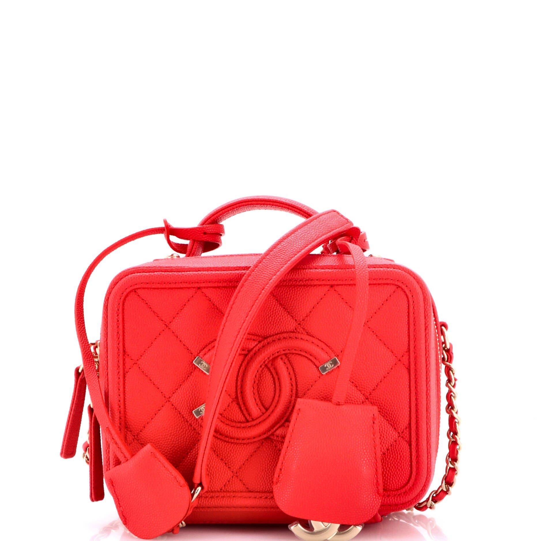 Filigree Vanity Case Quilted Caviar Small