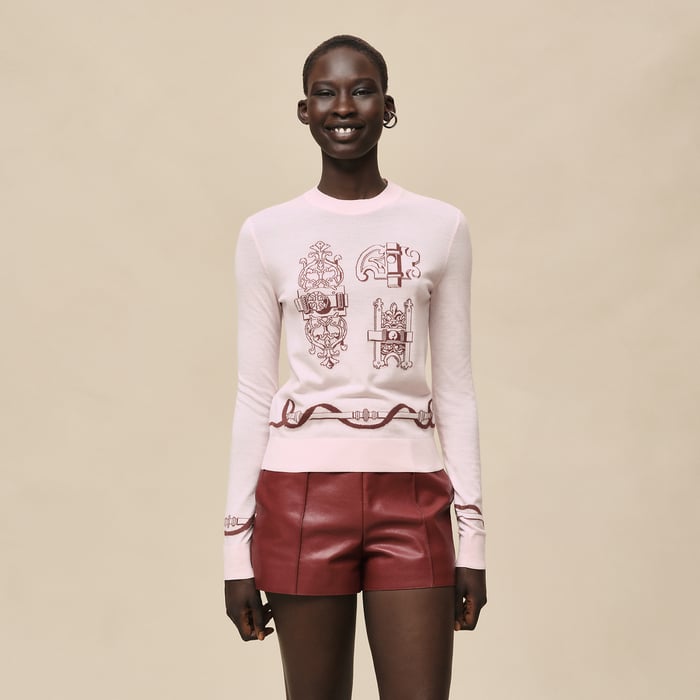 Rose Opaline "Ferronnerie" Long-sleeve Sweater