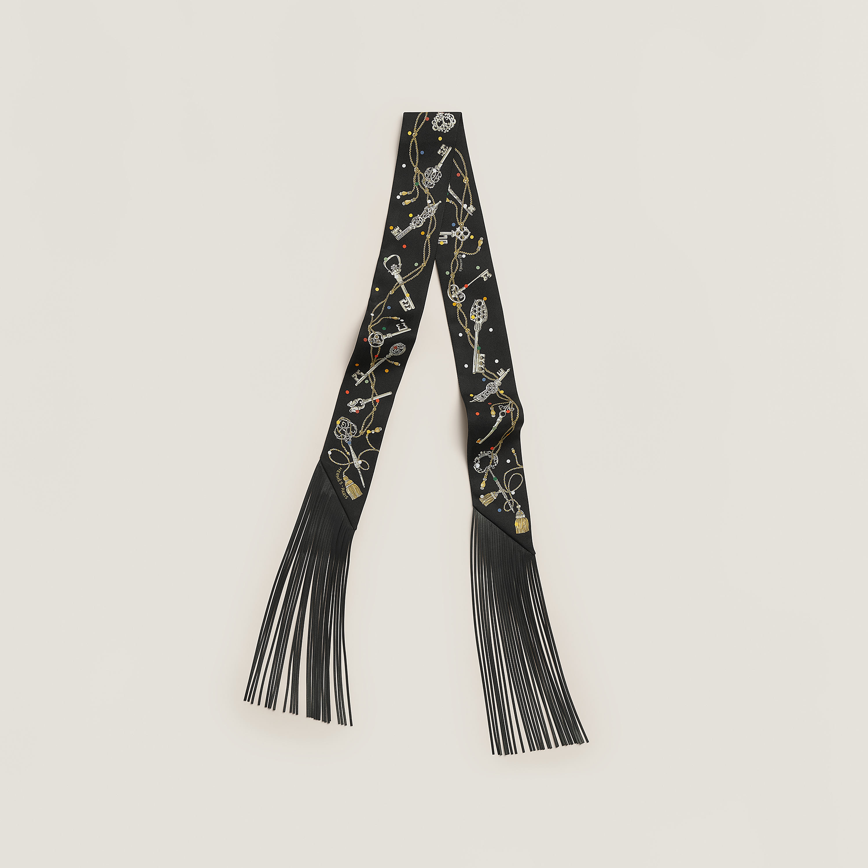 Les Cles a Pois leather fringes Twilly