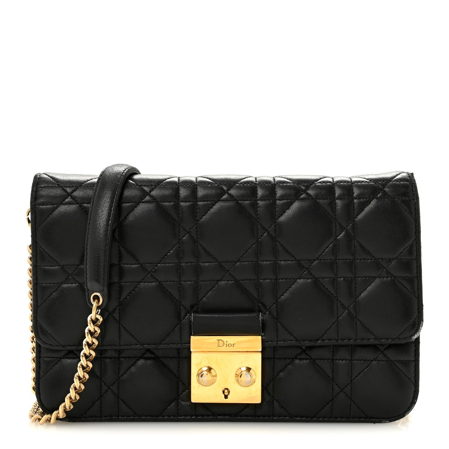 Dior Christian Dior Lambskin Cannage Miss Dior Promenade Pouch Black