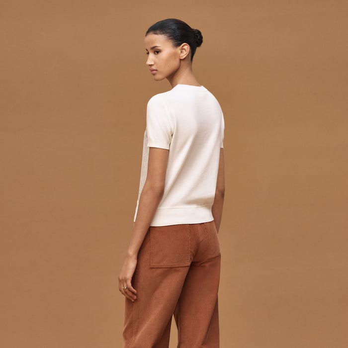 Blanc Tulle "Porte-bonheur Bandana" Short-sleeve Sweater