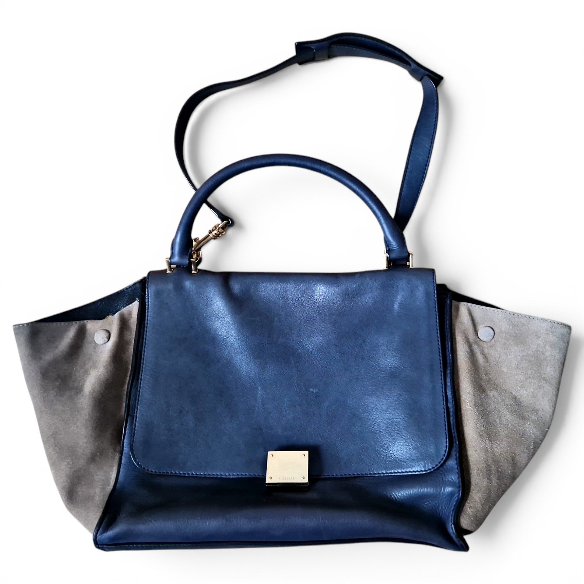 Trapèze leather handbag