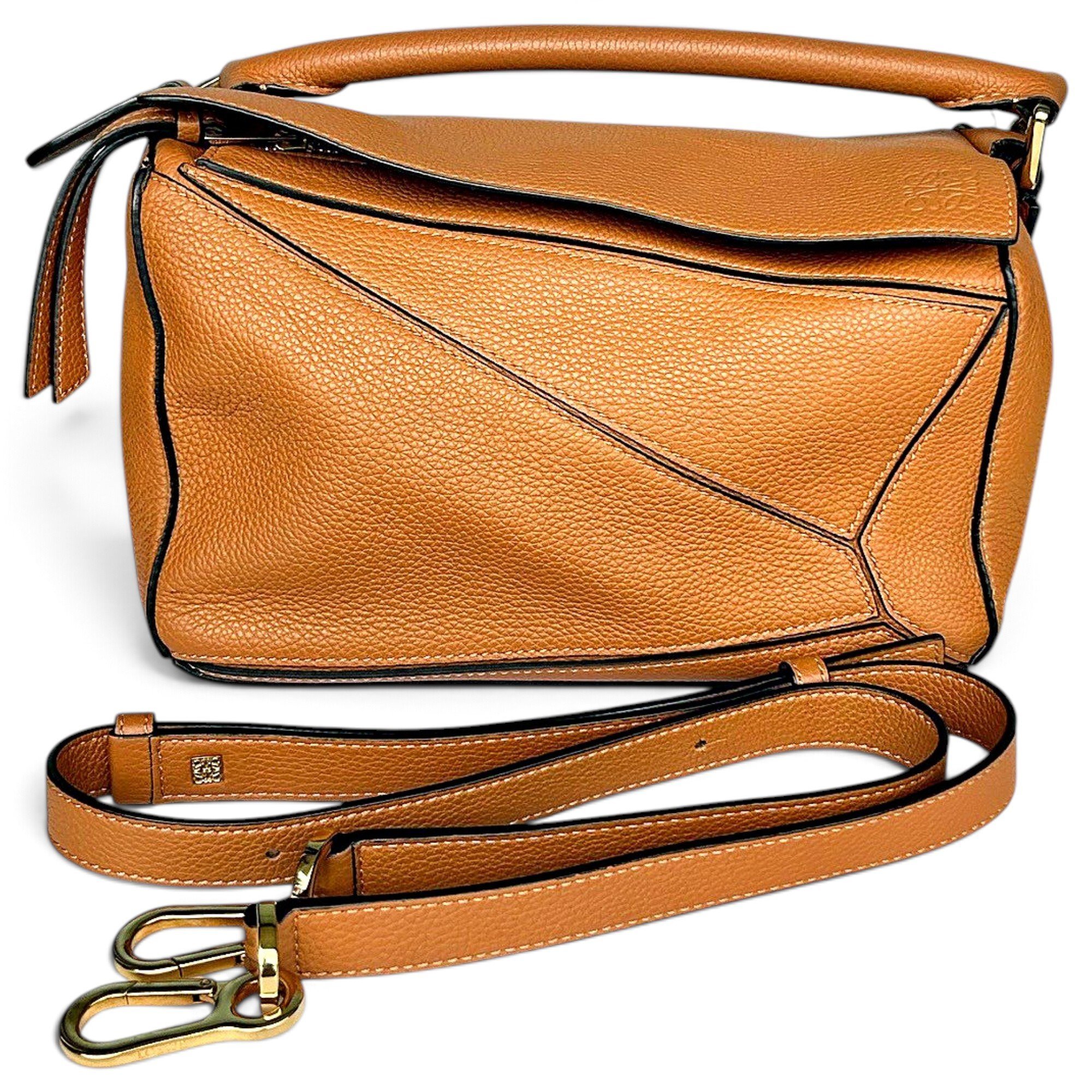 Puzzle leather handbag