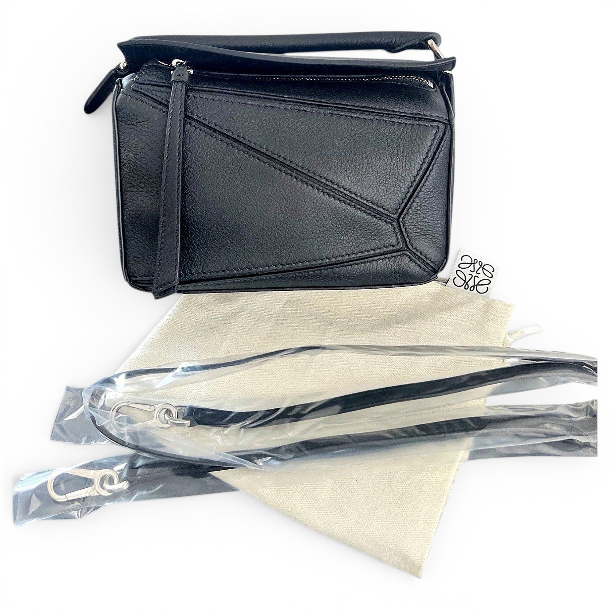 Puzzle leather handbag
