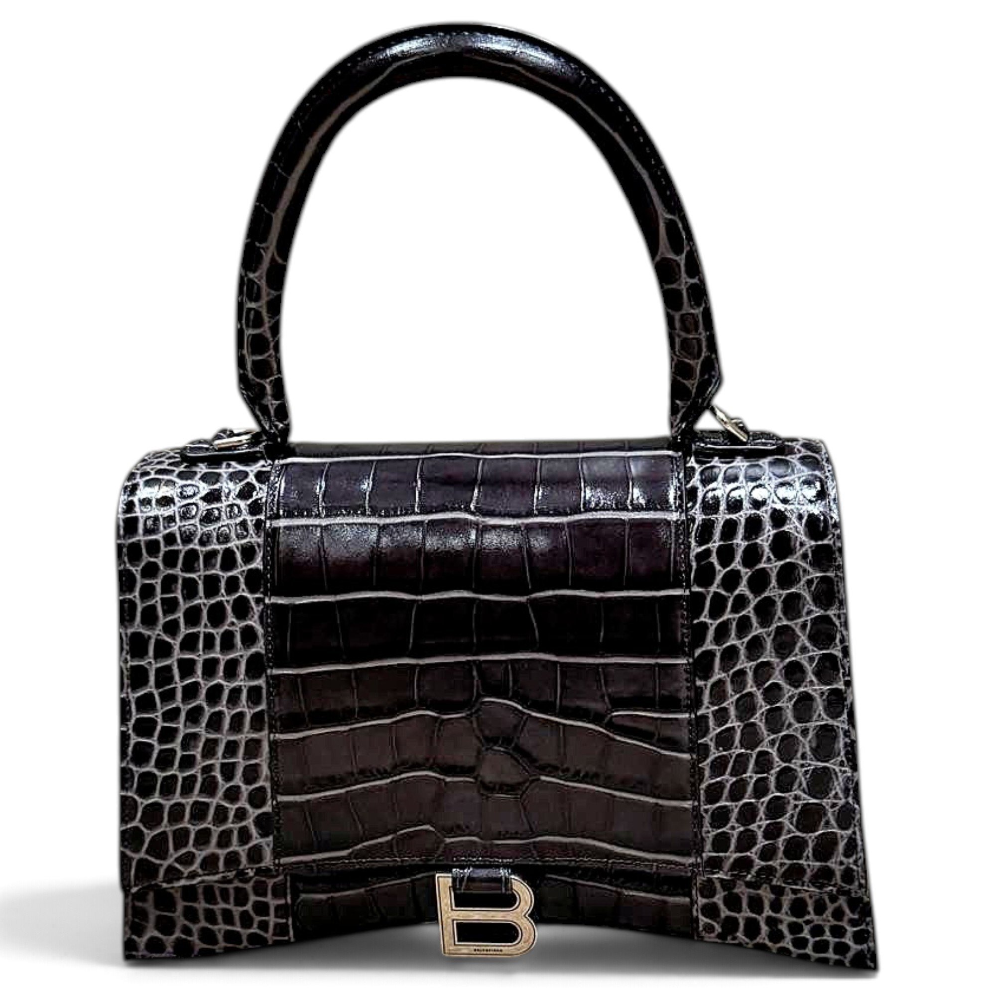 Hourglass leather handbag