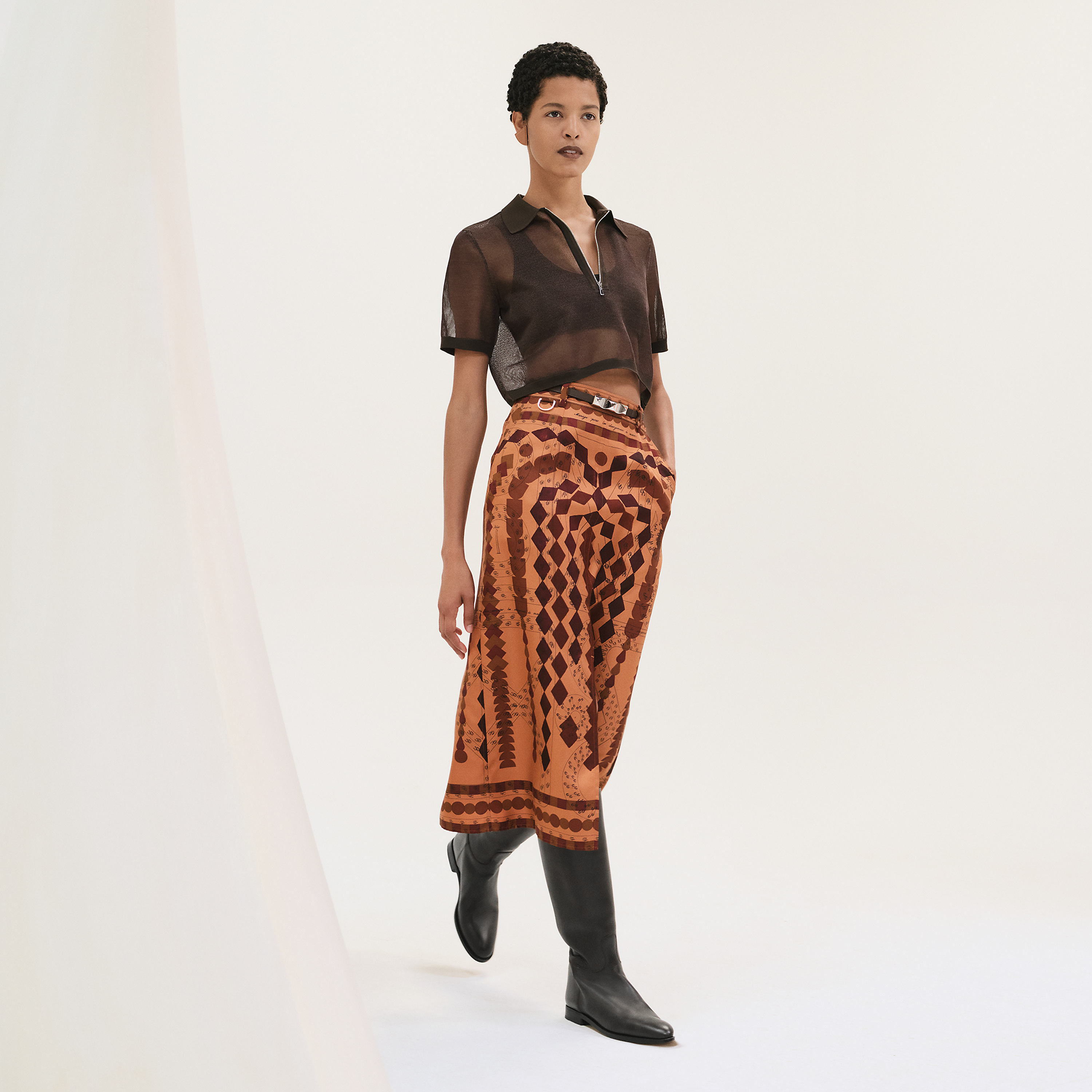 "Eau d'Artifice" straight slit skirt