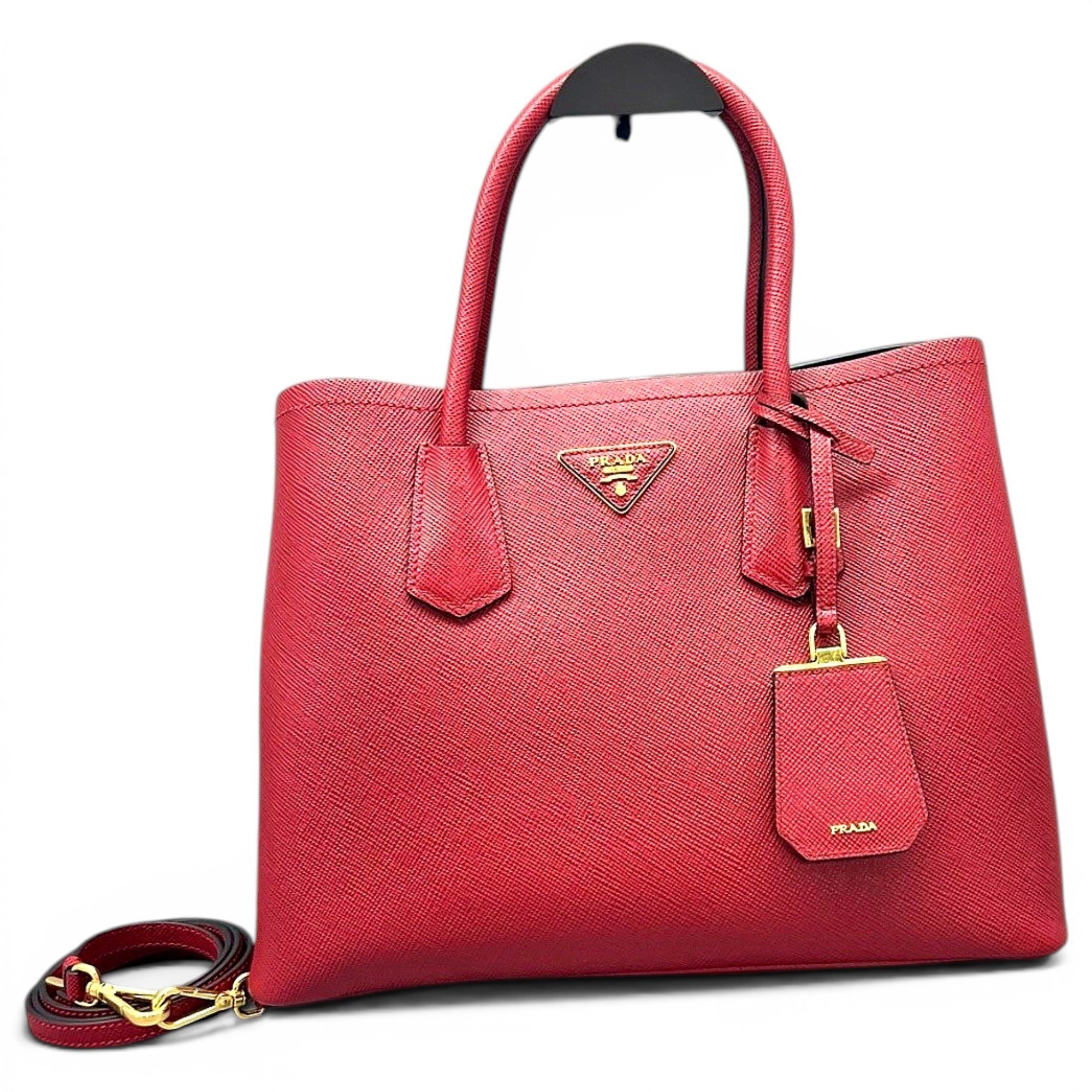 Double leather handbag