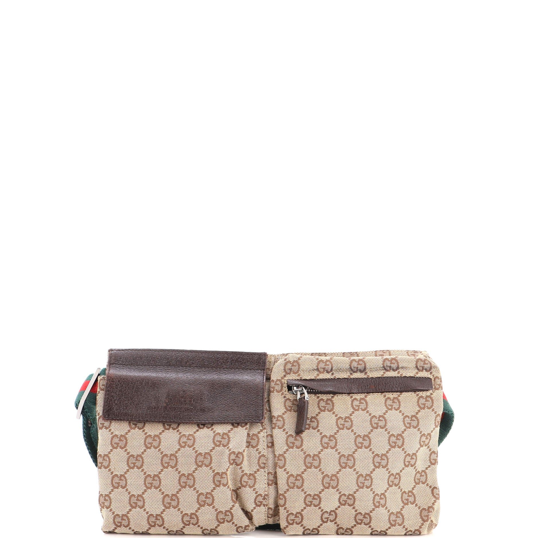 Vintage Double Belt Bag GG Canvas with Leather
