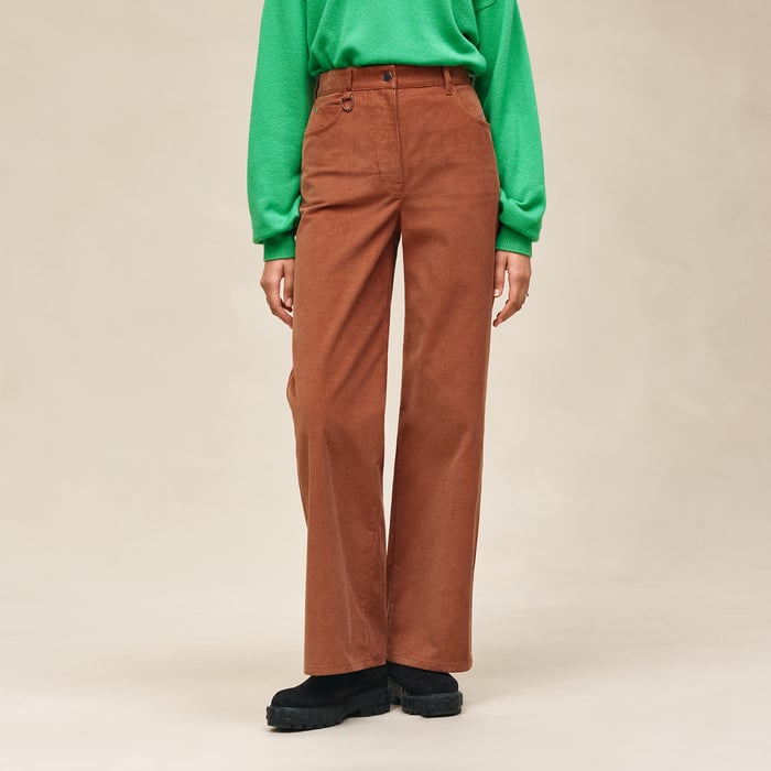 Marron Fauve High-waisted Straight Leg Pants