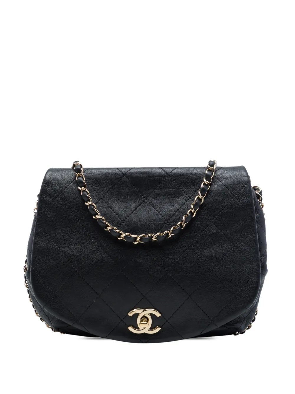 2019 CC Quilted Calfskin Chain Around Saddle Flap crossbody bag