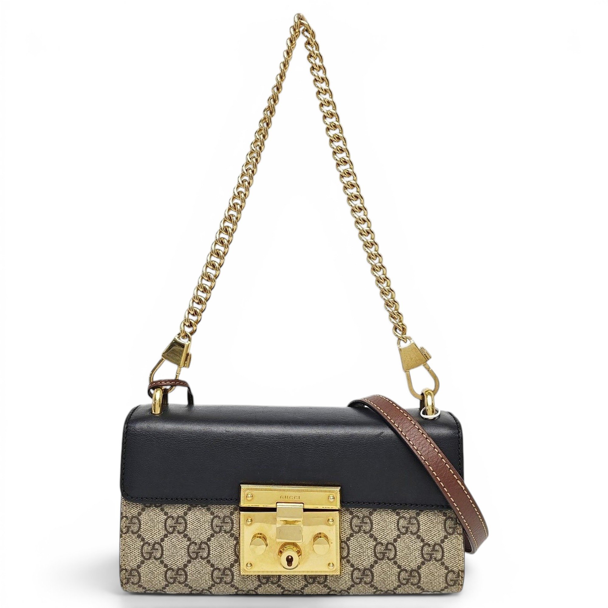 Padlock leather handbag