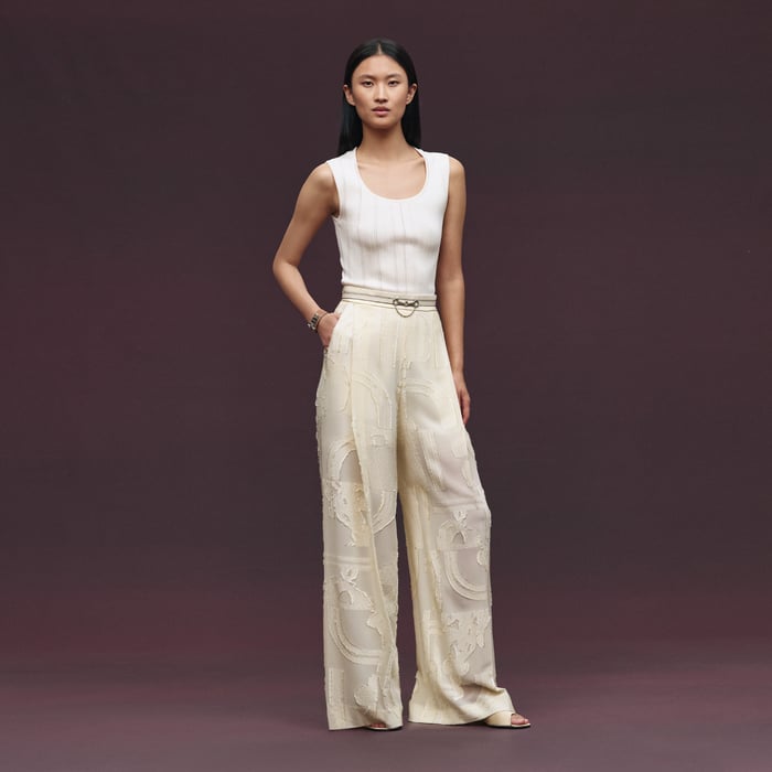 Blanc Céramique "En Desordre Fils Coupes" Pants