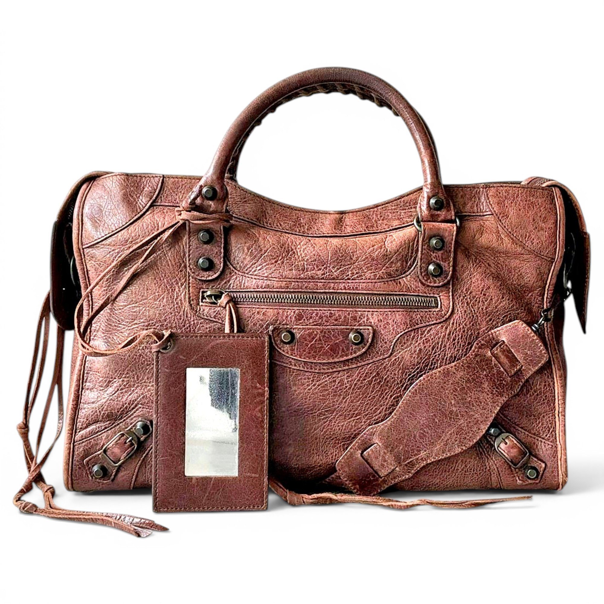 City leather handbag