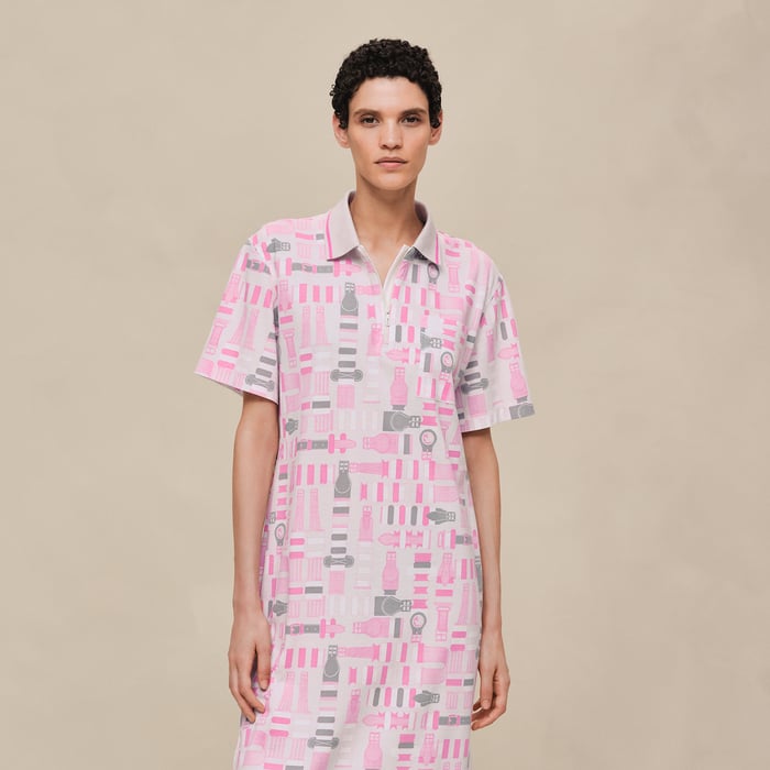 Gris Pierre De Lune "Bride a Bloc" Zipped Polo Dress