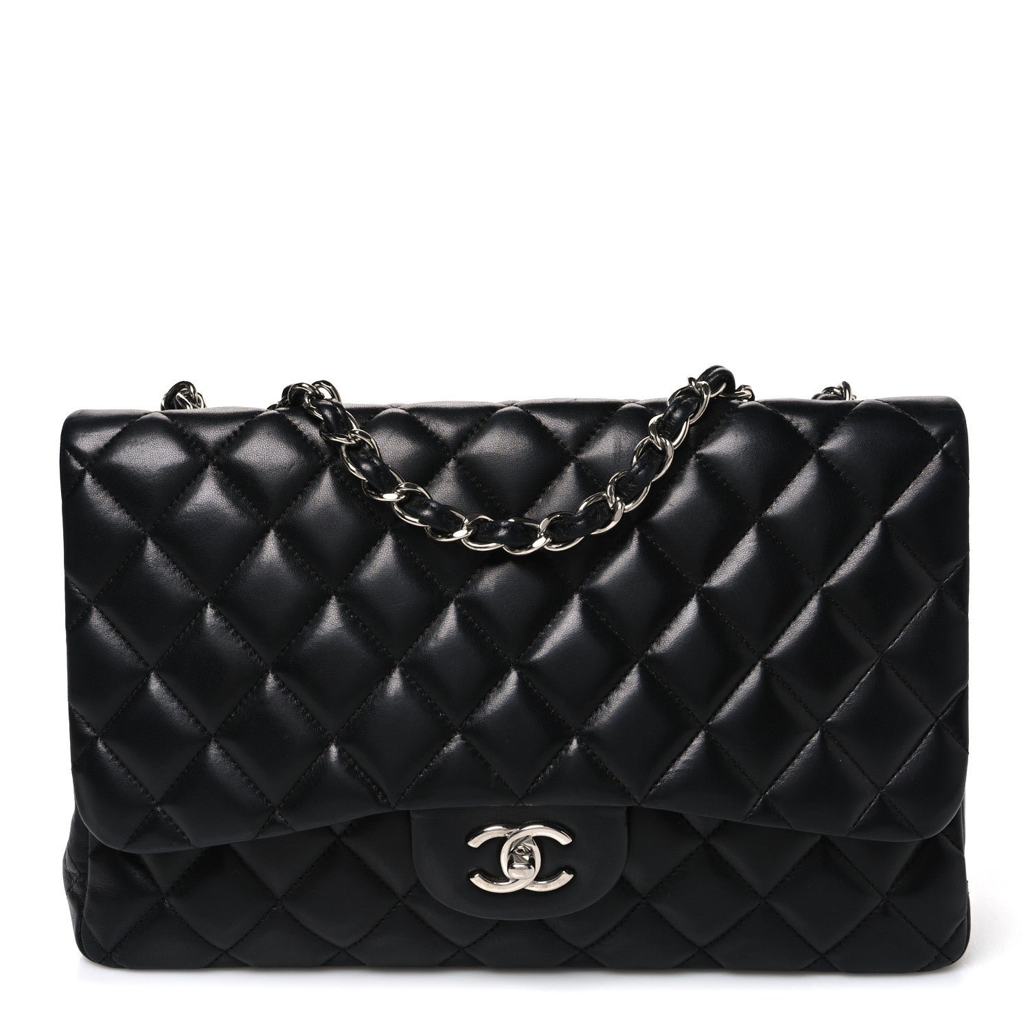 Chanel Lambskin Quilted Jumbo Single Flap Black