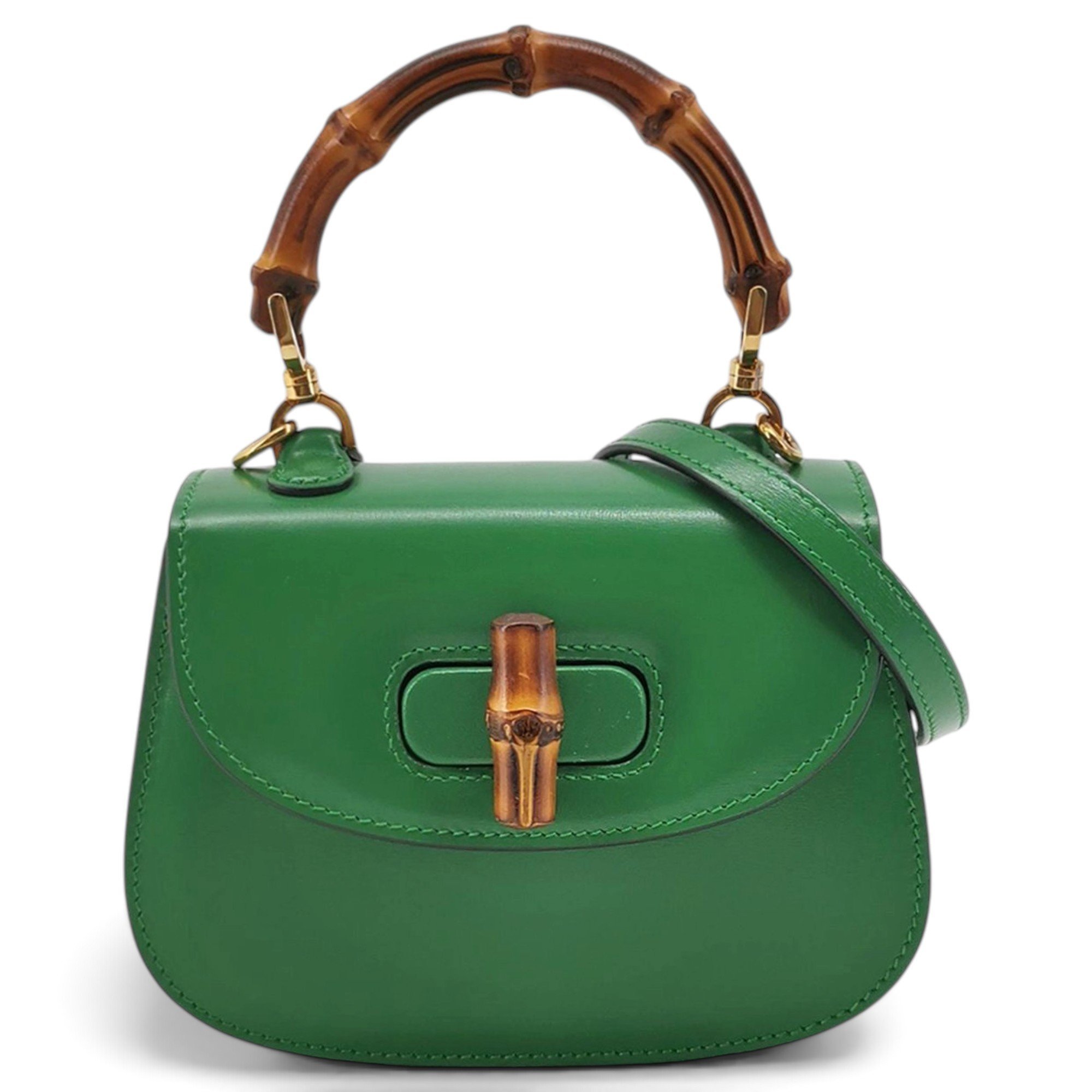 Convertible Bamboo Top Handle leather handbag