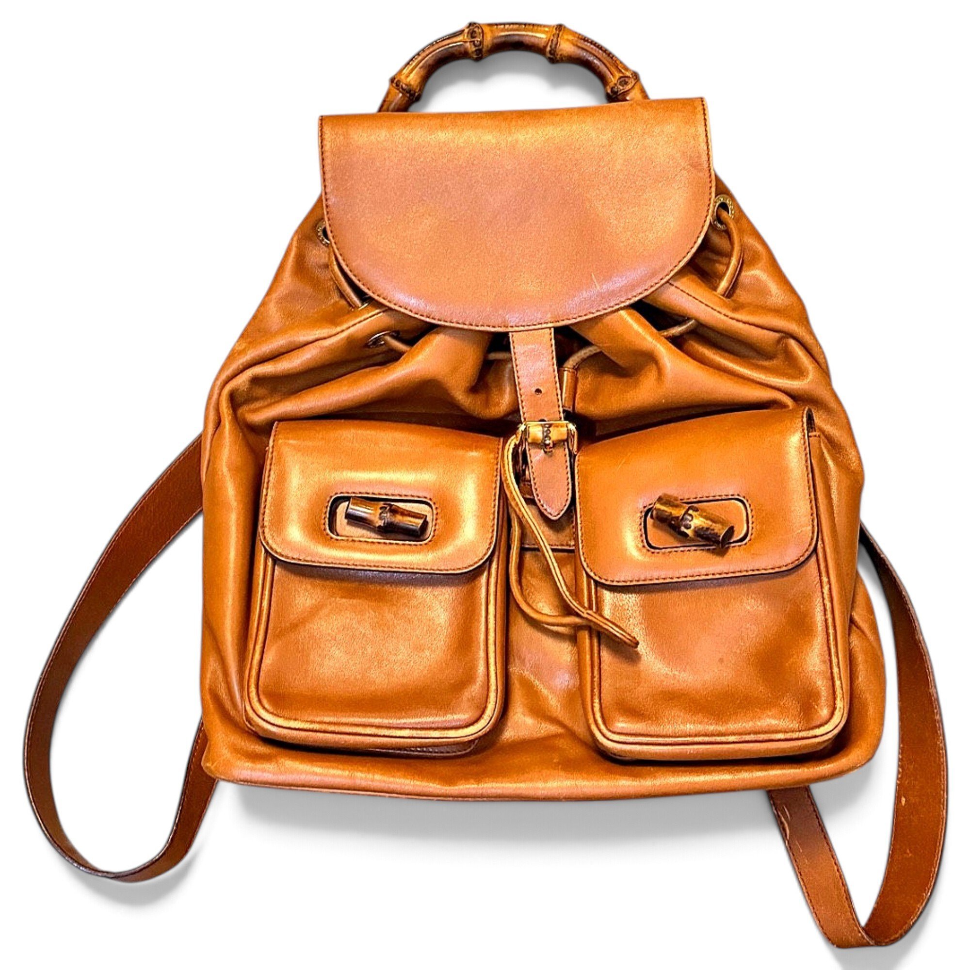 Vintage Bamboo leather backpack