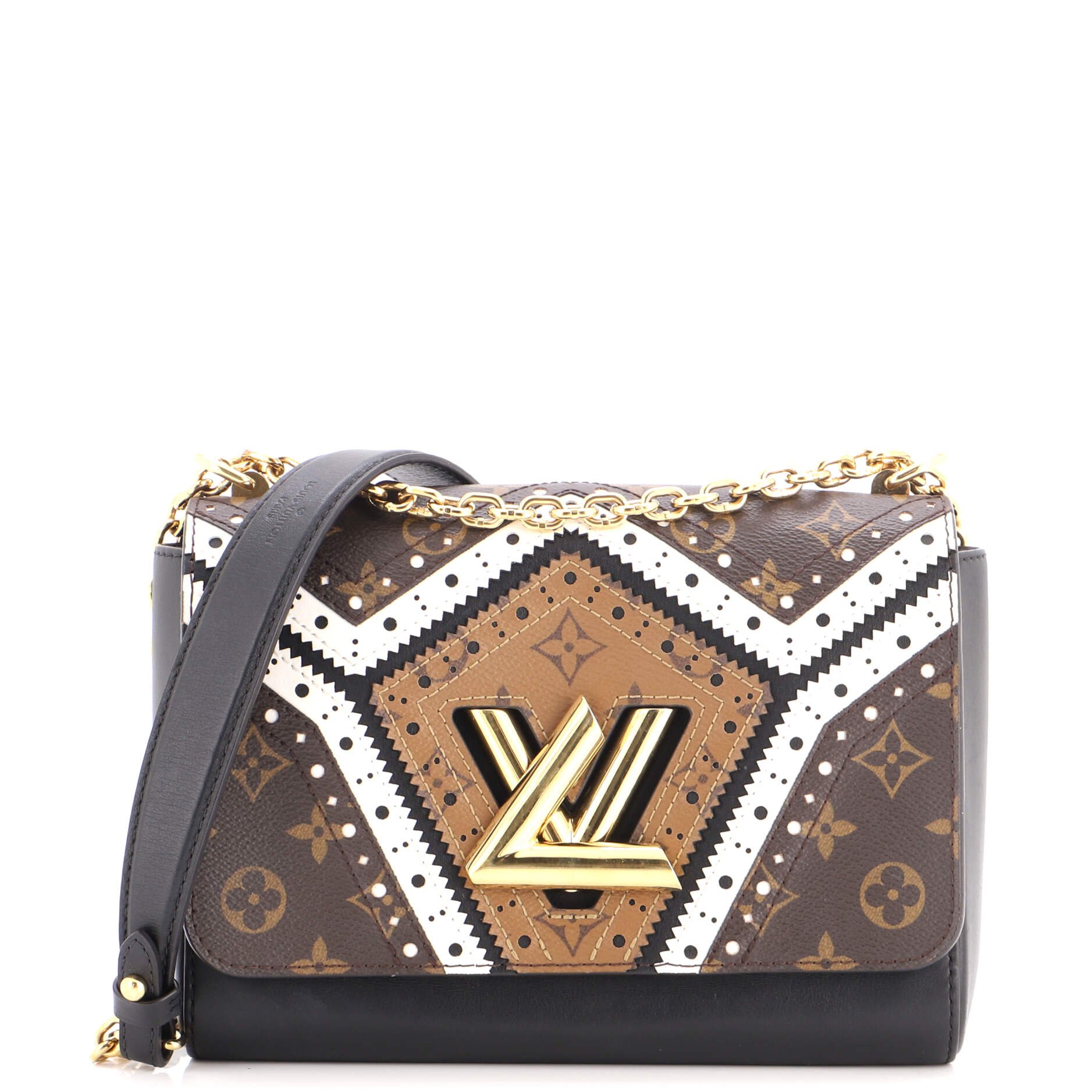 Twist Handbag Limited Edition Brogue Reverse Monogram Canvas and Leather MM