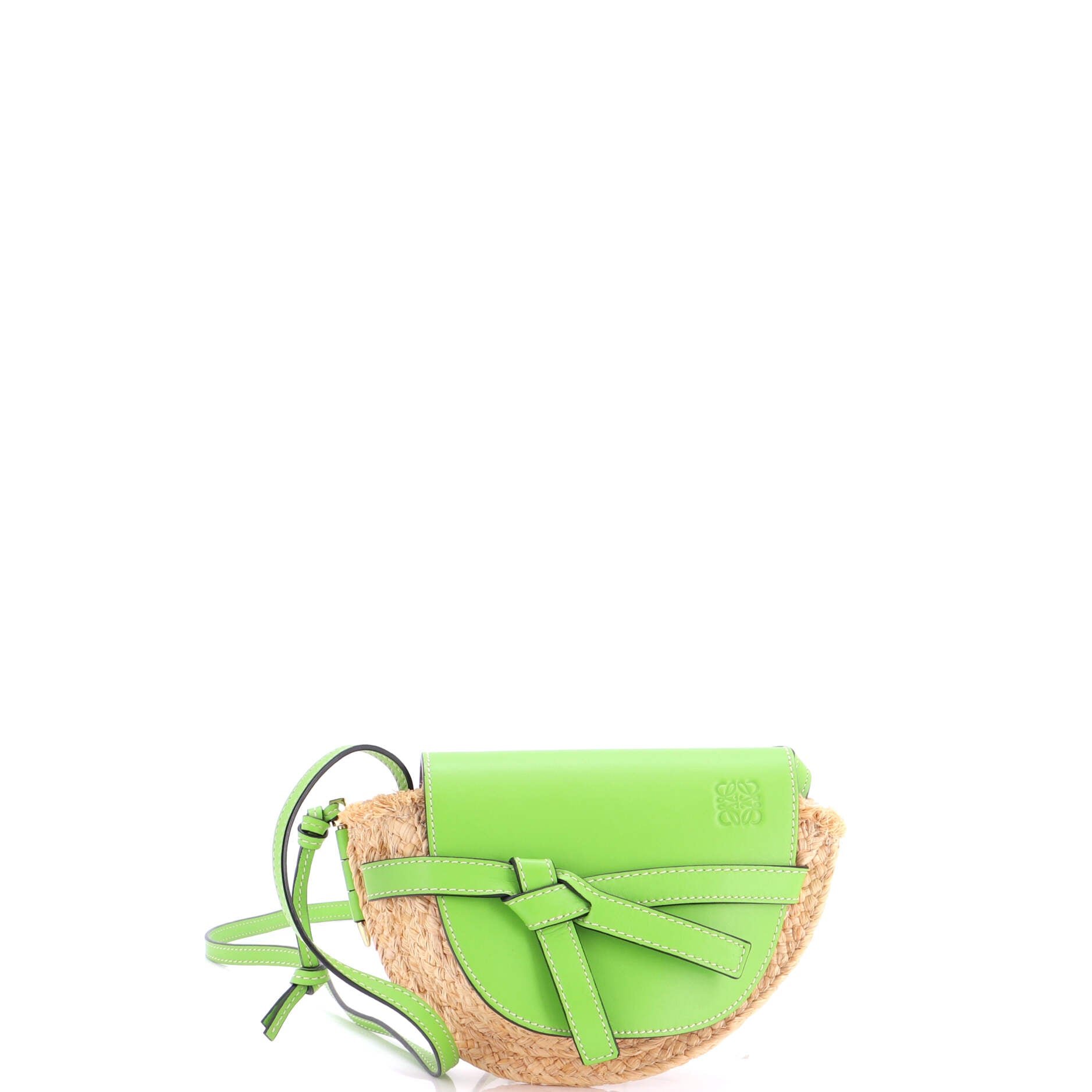 Gate Leather Shoulder Leather with Raffia Mini