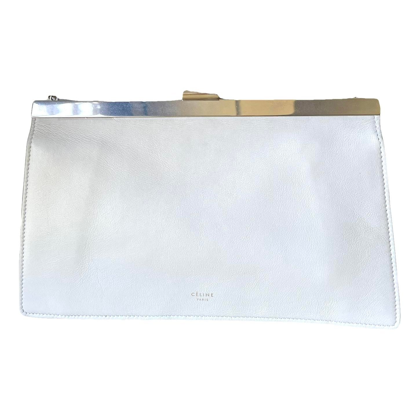 Clasp leather handbag