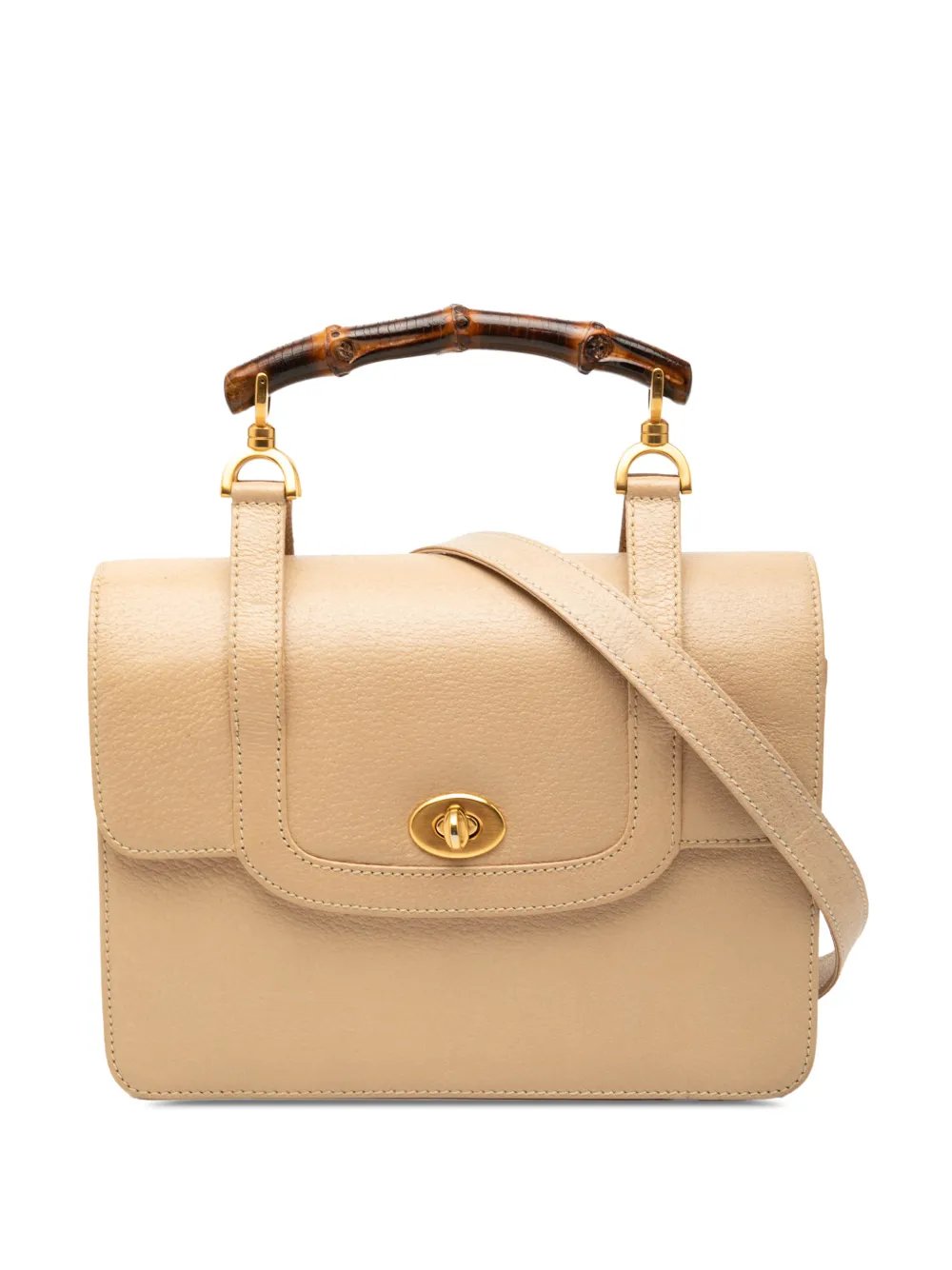 20th Century Calfskin Turnlock Bamboo Top Handle Bag satchel