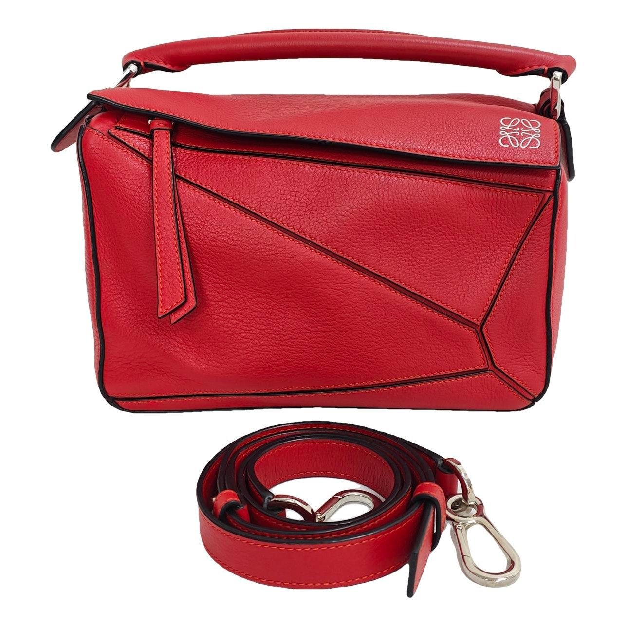 Puzzle leather handbag