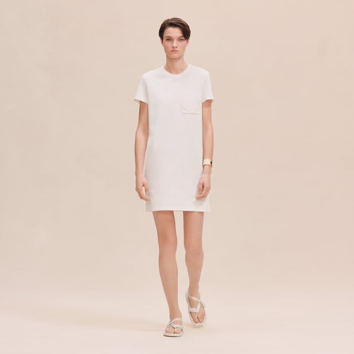 Blanc Embroidered Pocket Dress