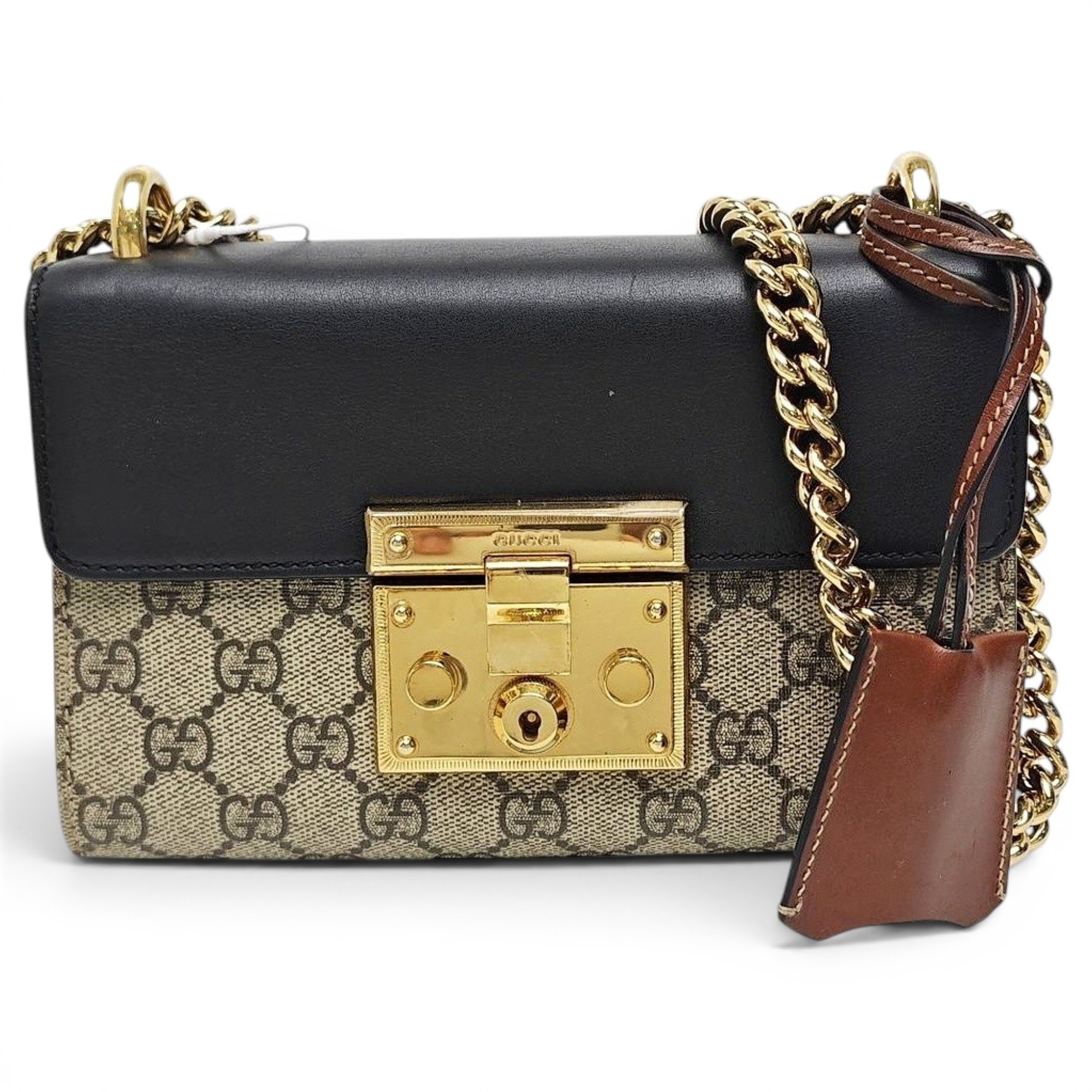 Padlock leather handbag