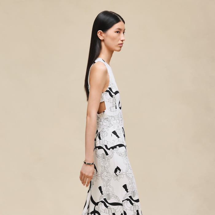 Blanc Nacre "Ferronnerie Remix" Ruffled Sleeveless Dress