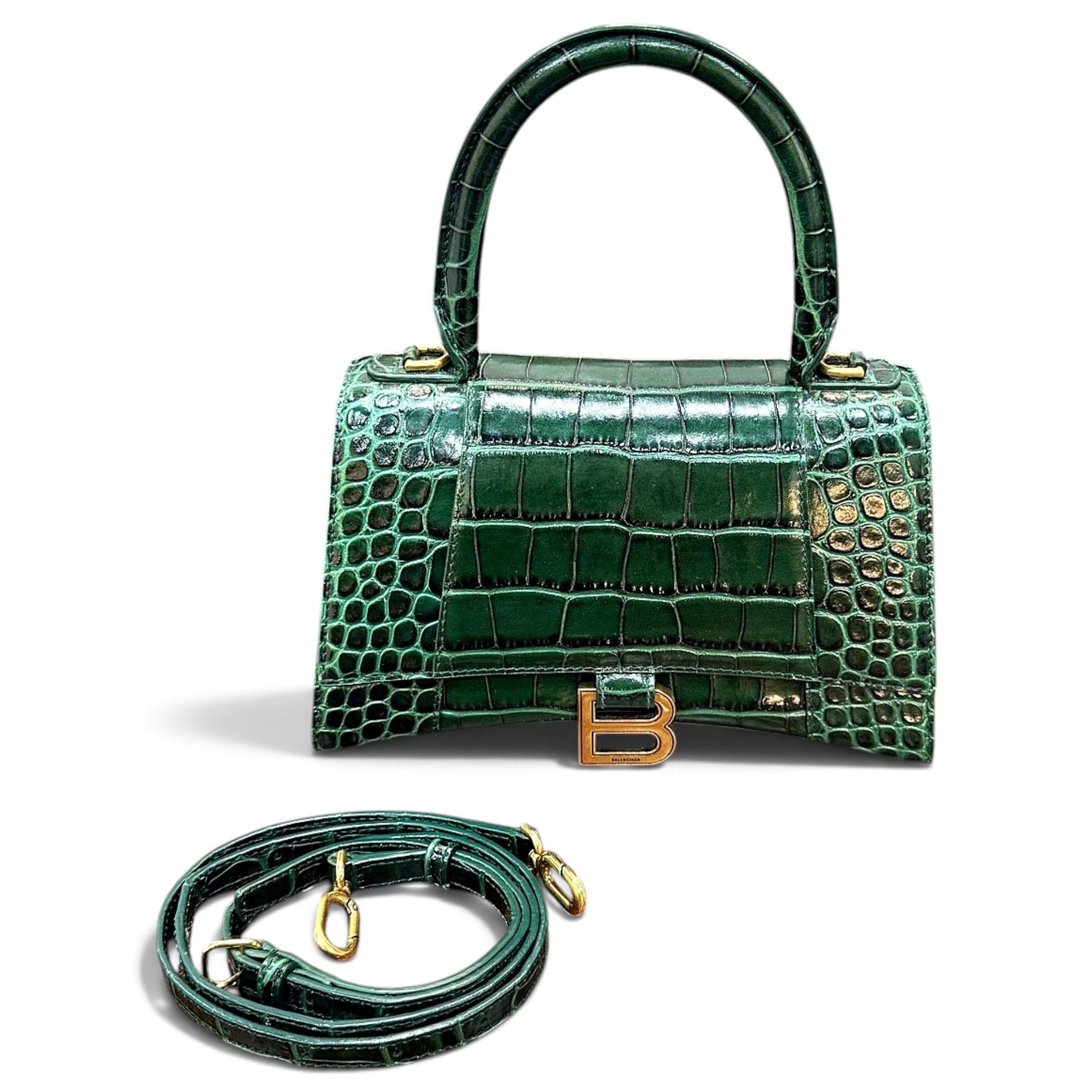 Hourglass leather handbag