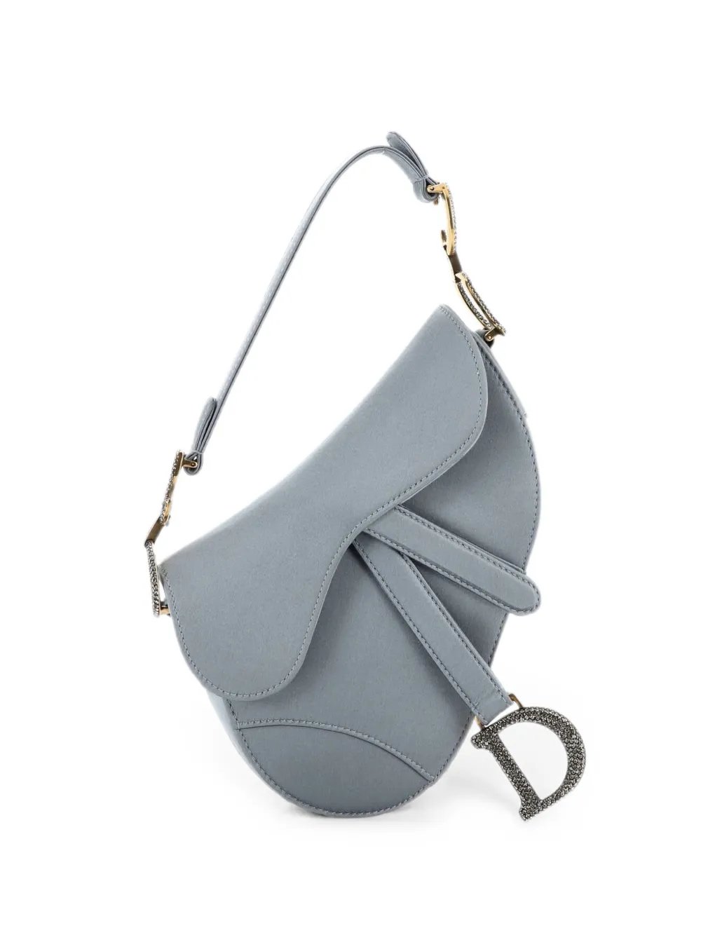 Saddle Handbag Satin with Crystals Mini shoulder bag