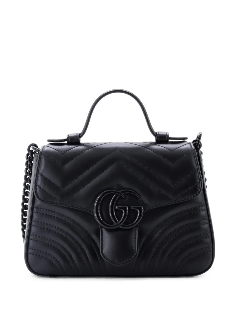 GG Marmont Monochrome Top Handle Flap Bag Matelasse Leather Mini satchel