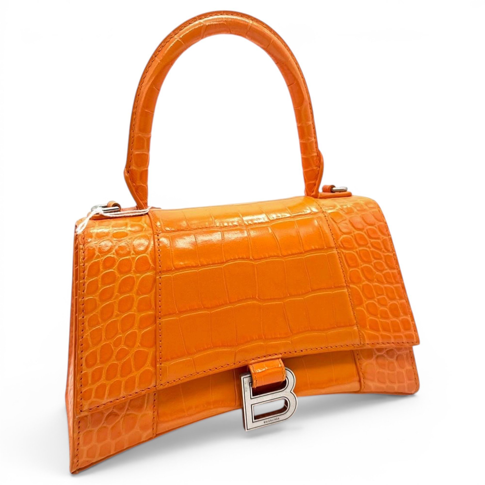 Hourglass leather handbag