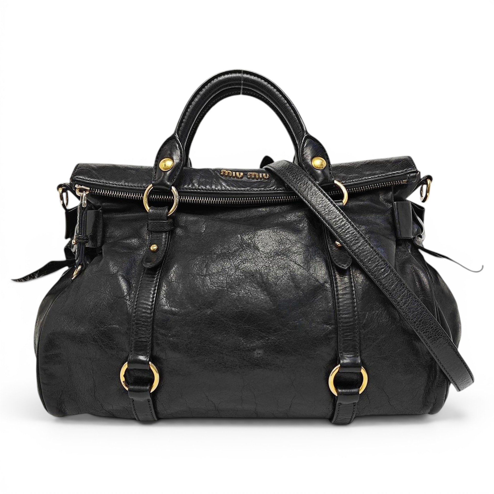 Bow bag leather handbag