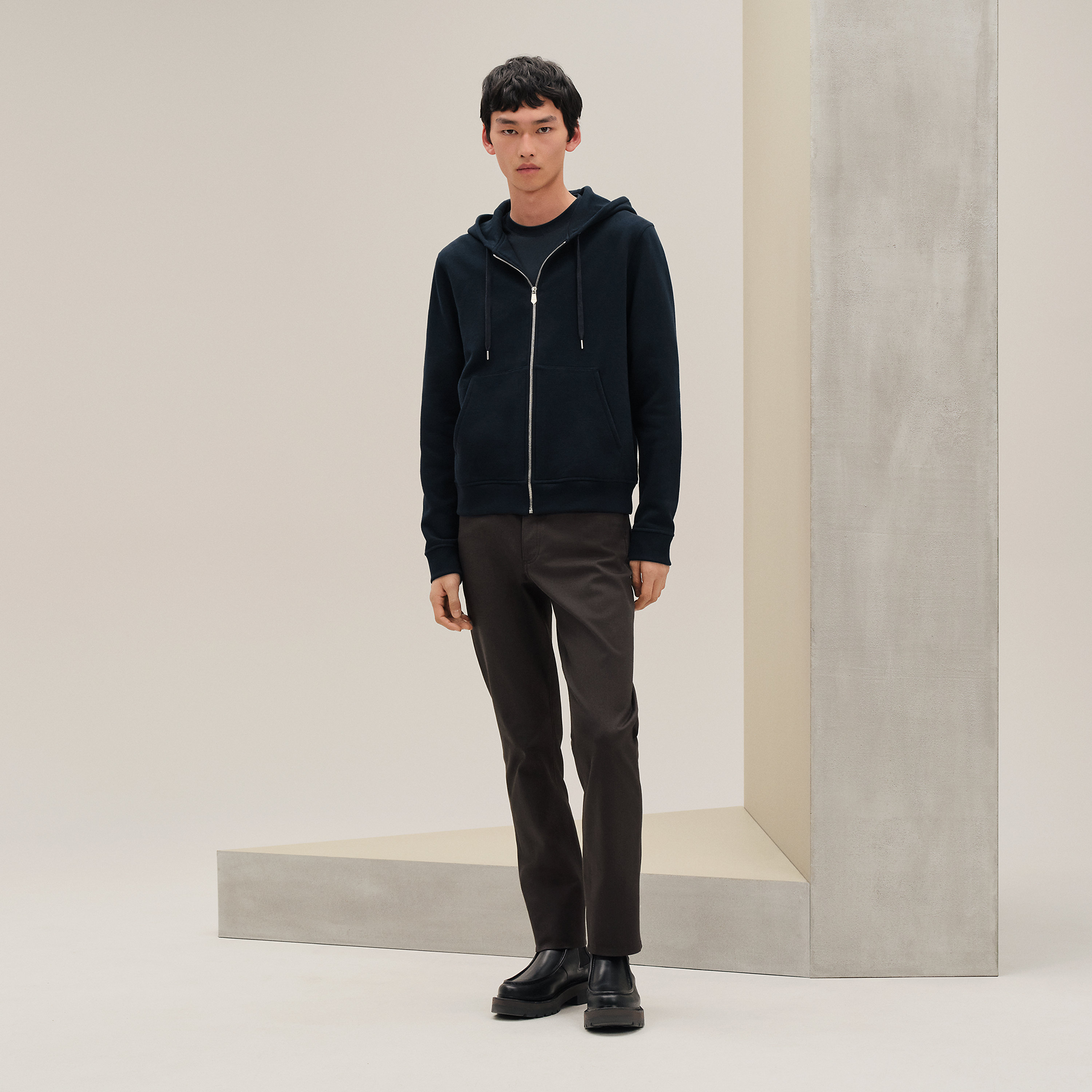 "Ex-Libris" hooded sweater with silk detail