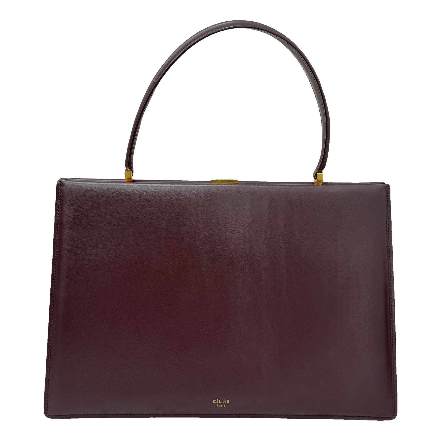 Clasp leather handbag