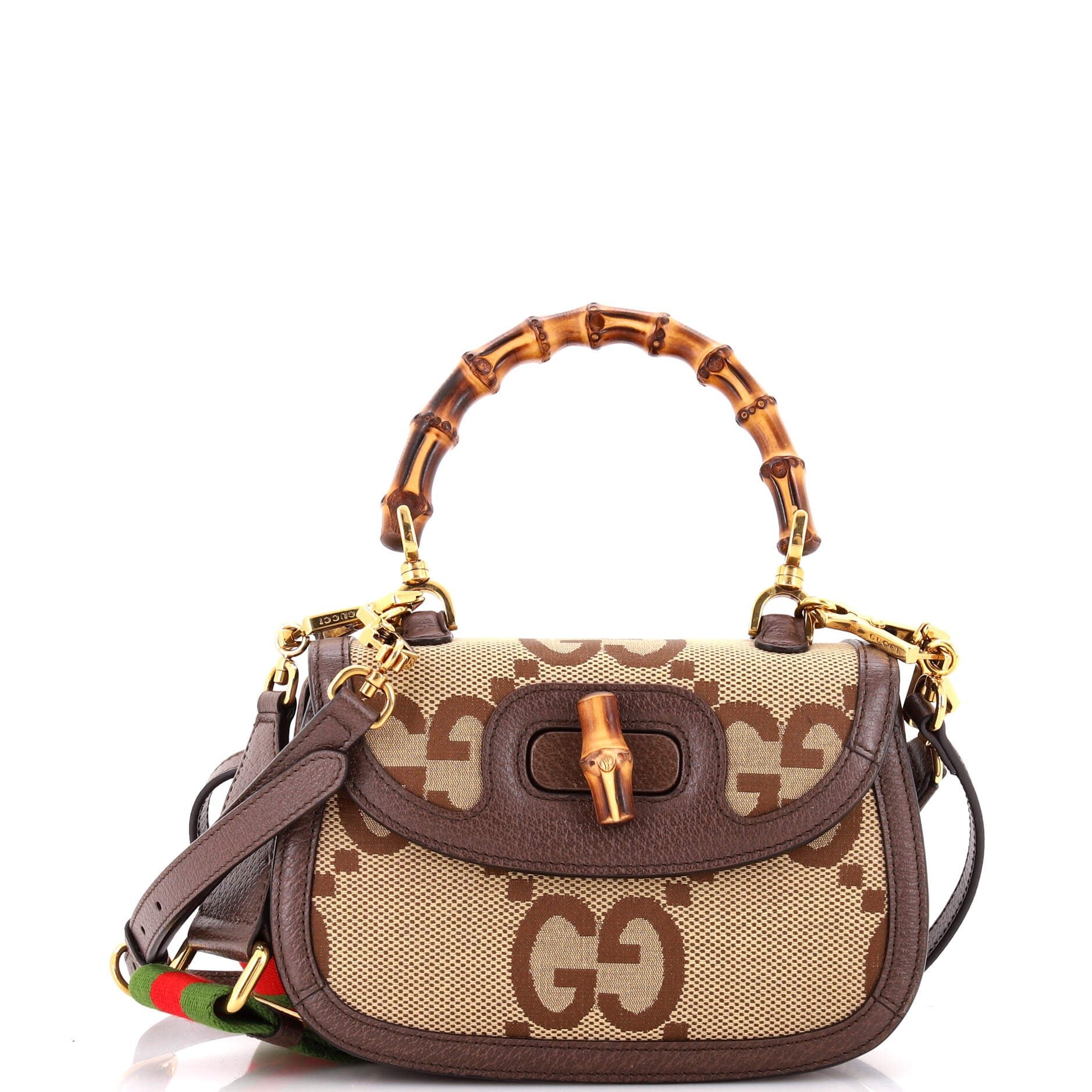 Bamboo 1947 Top Handle Bag Jumbo GG Canvas Small