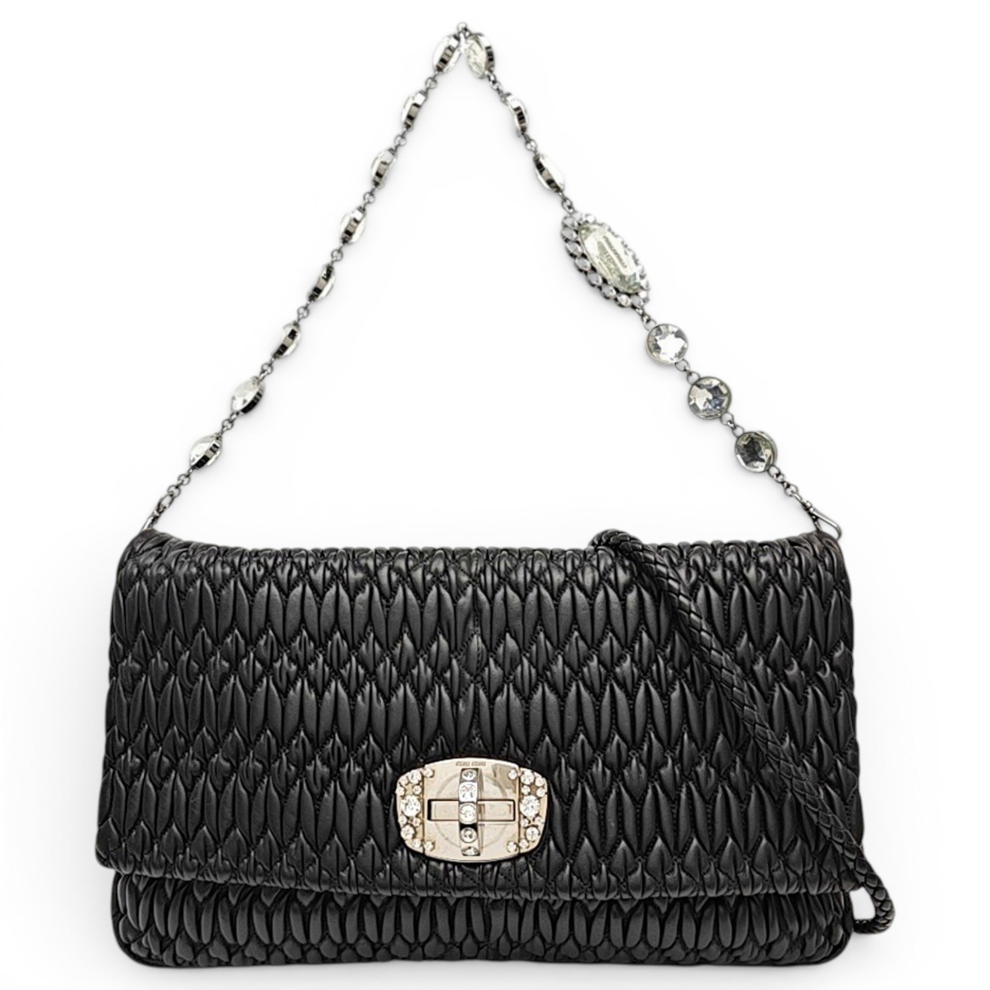Miu Crystal leather handbag