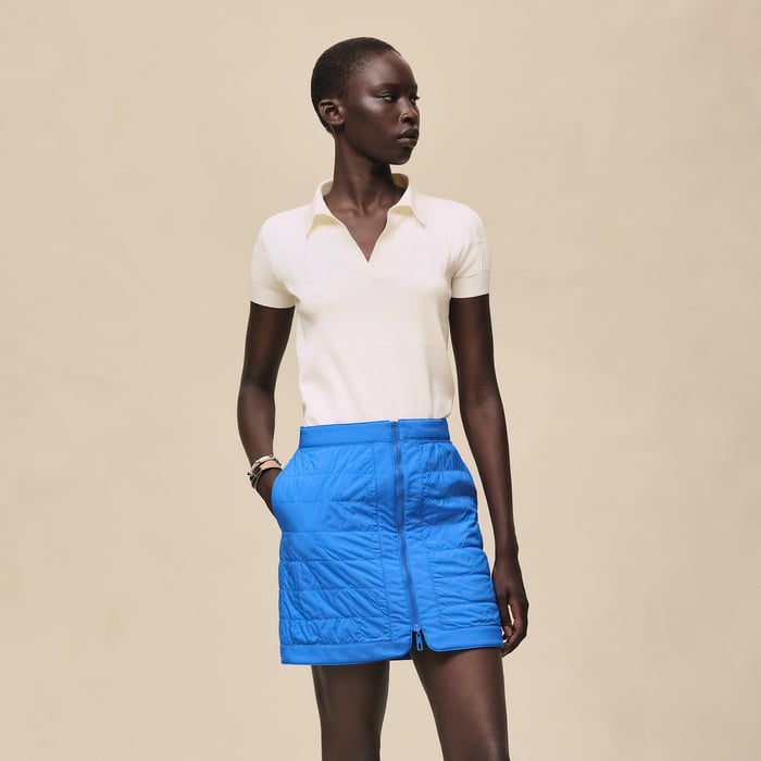 Bleu Cobalt "Bride a Bloc" Reversible Miniskirt