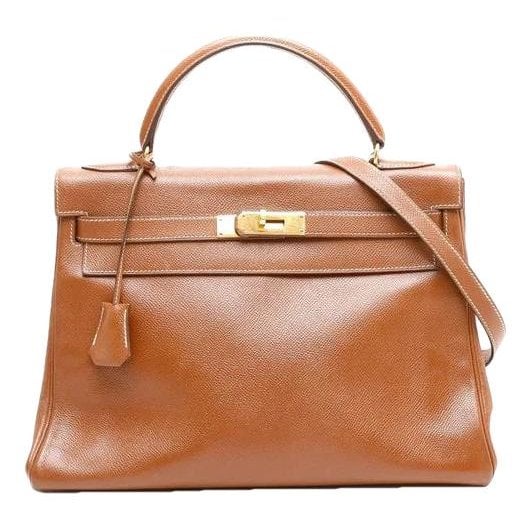 Hermes Kelly 32 Handbag Gold Courchevel Leather