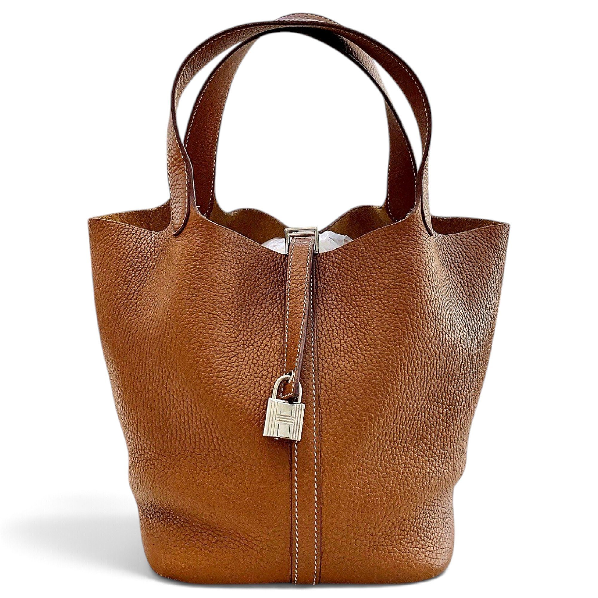 Hermes Picotin 22 Handbag Gold Clemence Leather 3499