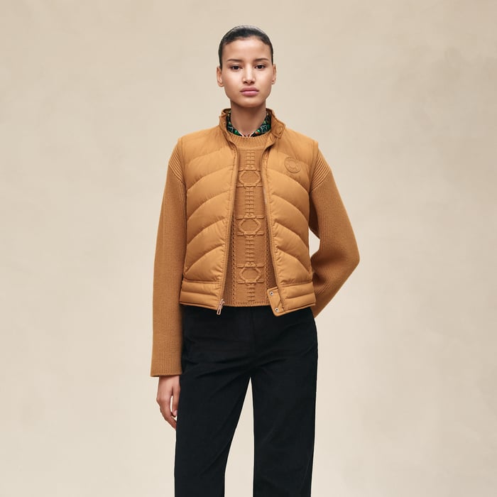 Marron Ocre Reversible Sleeveless Jacket