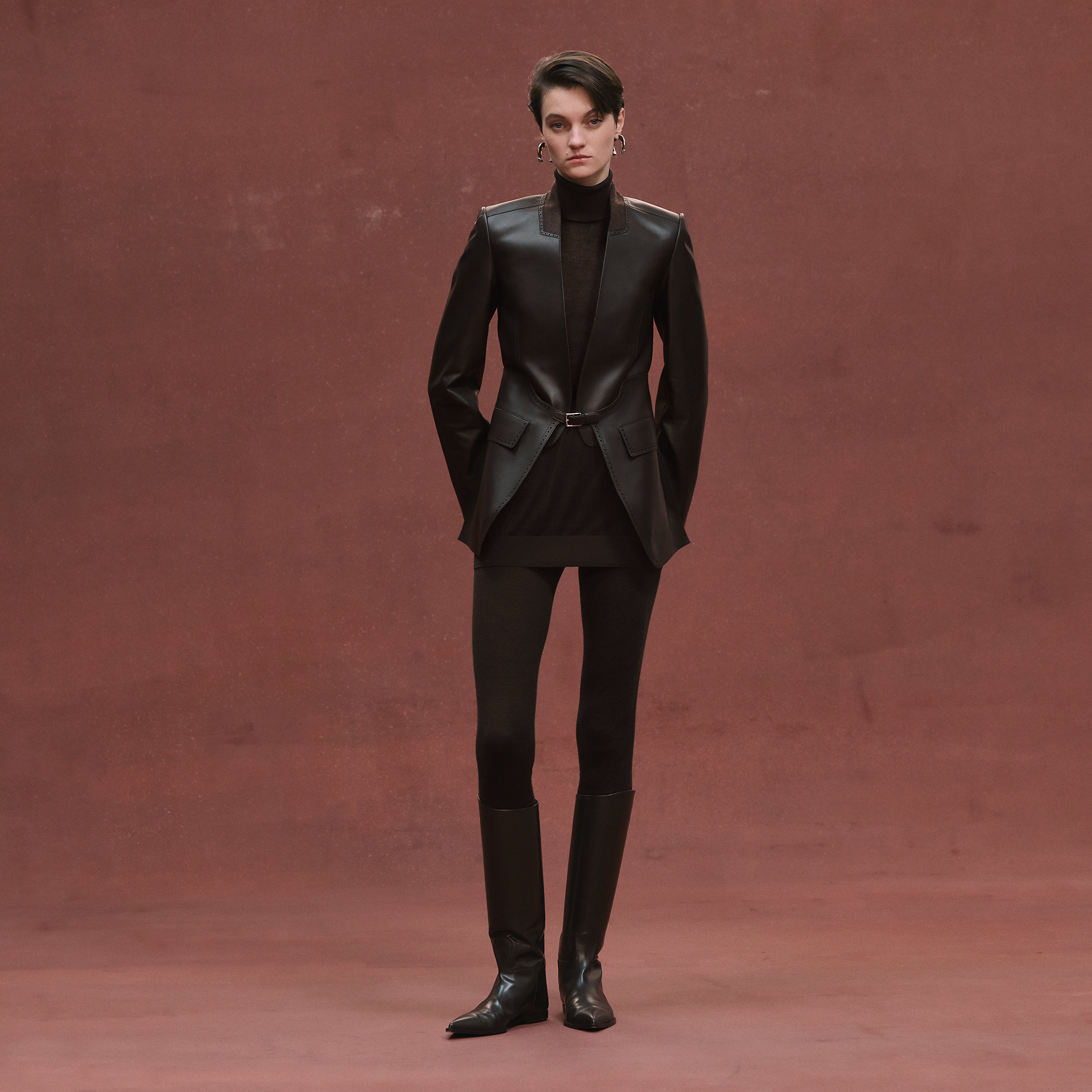 Suit jacket with perforated details