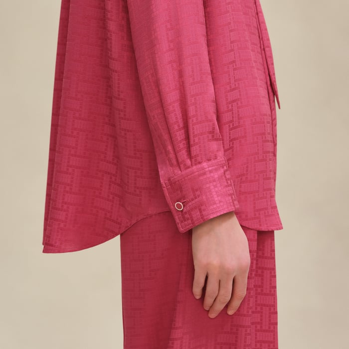 Rose Framboise "Mosaique" Ascot Collar Shirt