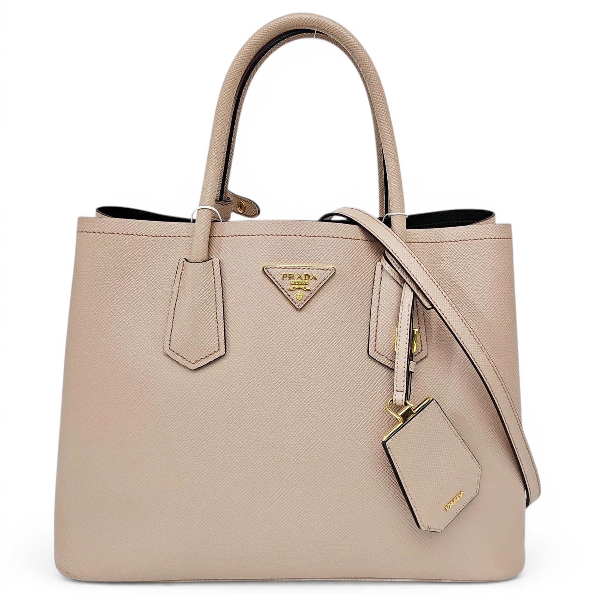 Double leather handbag