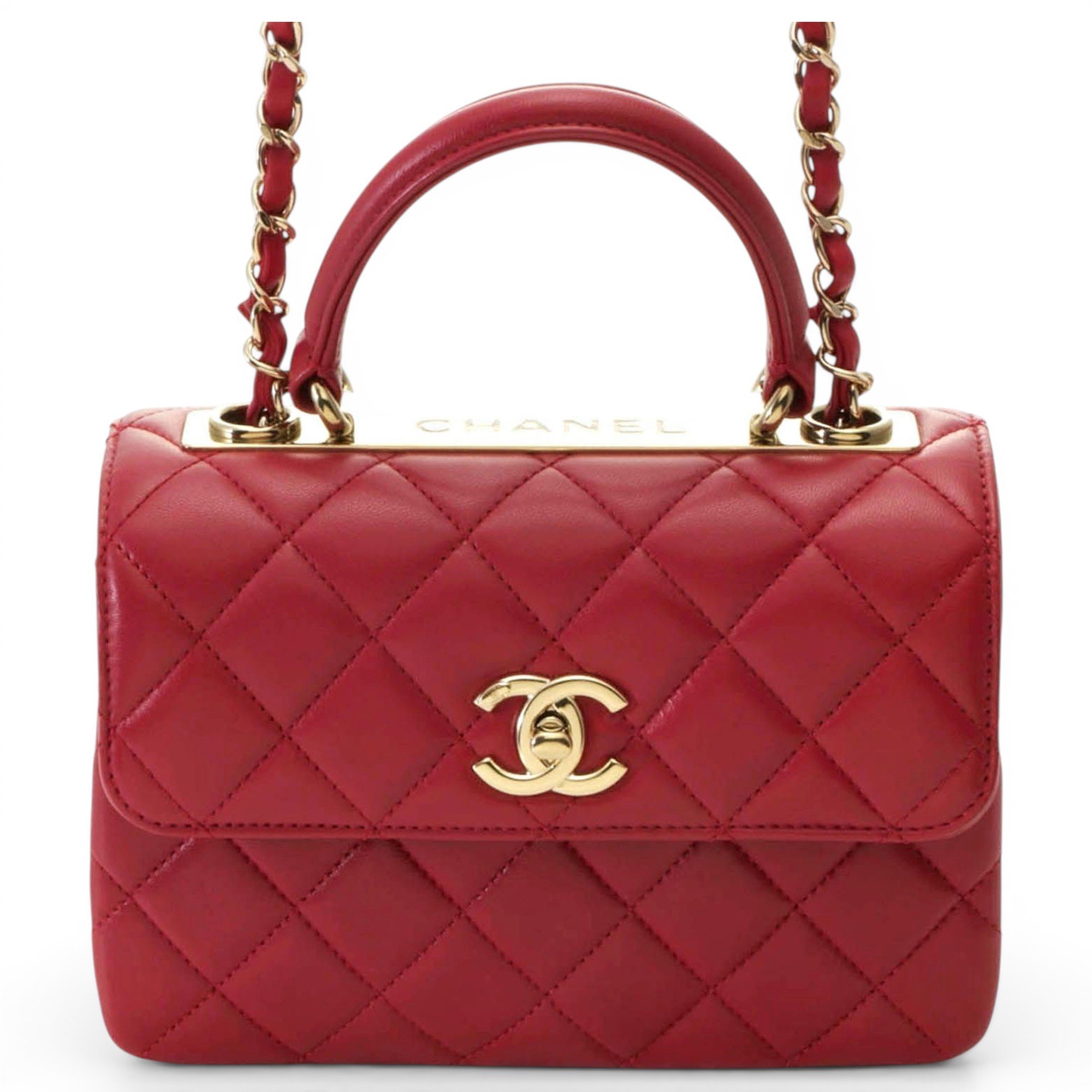 Trendy CC Top Handle leather handbag